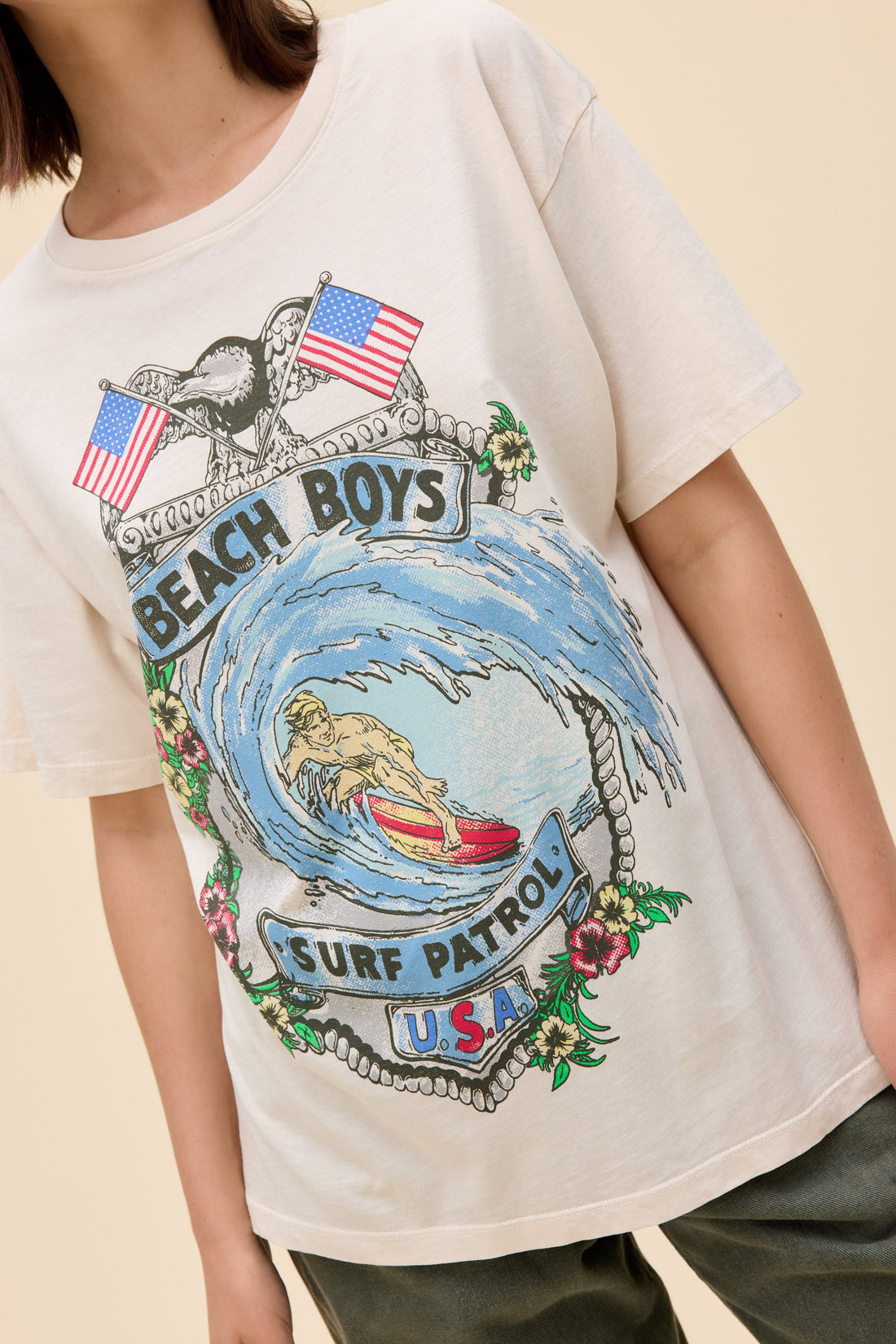 Daydreamer Beach Boys Surf Patrol BF Tee Dirty White-T-Shirts-West of Woodward Boutique-Vancouver-Canada