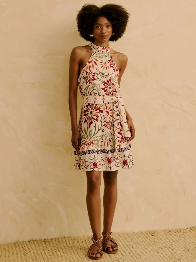 CaCay Short Dress Box Detail Off White-Dresses-West of Woodward Boutique-Vancouver-Canada