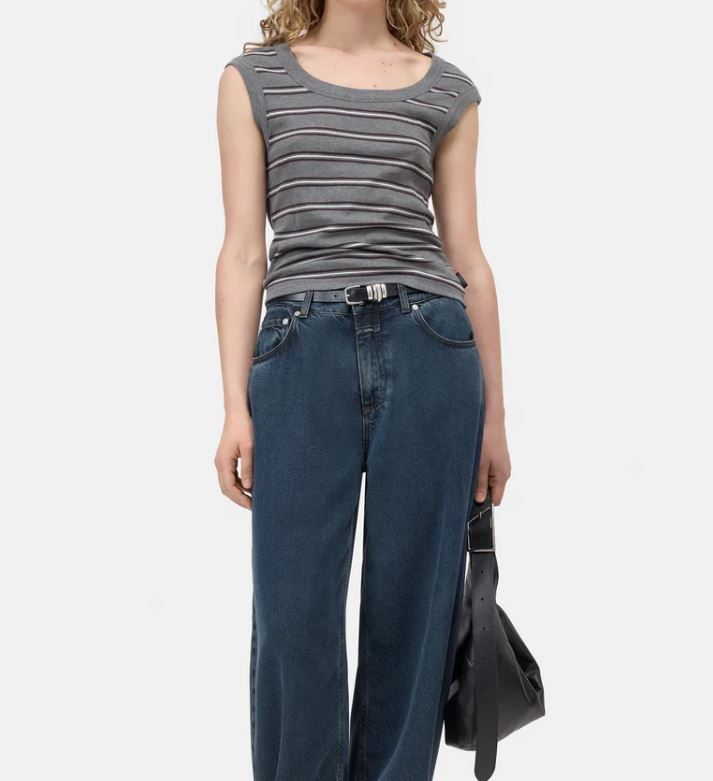 Closed Cap Sleeve T-shirt Dark Grey Melange-T-Shirts-West of Woodward Boutique-Vancouver-Canada