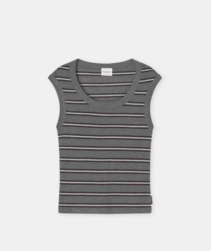 Closed Cap Sleeve T-shirt Dark Grey Melange-T-Shirts-West of Woodward Boutique-Vancouver-Canada