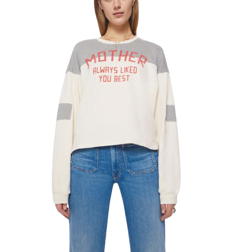 Mother The Champ Pull Over- Chalk Heather Grey-Sweatshirts-West of Woodward Boutique-Vancouver-Canada