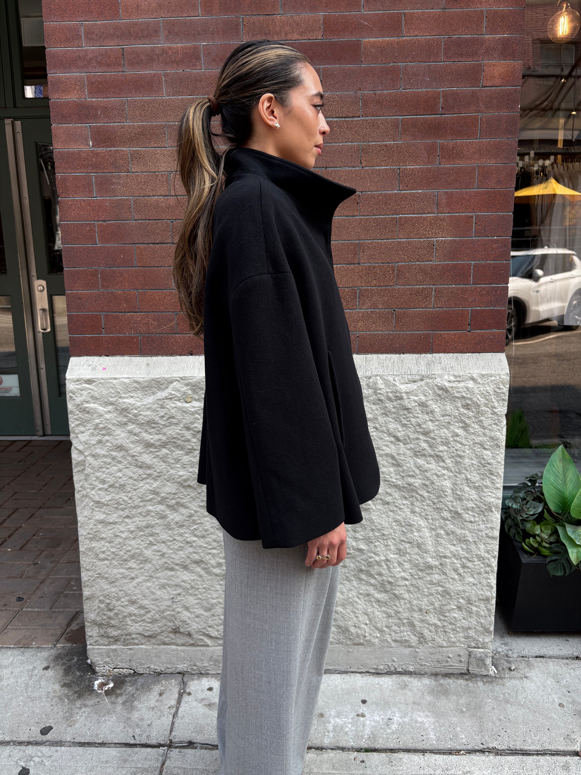 Cinzia Rocca Wool Cashmere Short Coat Black-Coats-West of Woodward Boutique-Vancouver-Canada