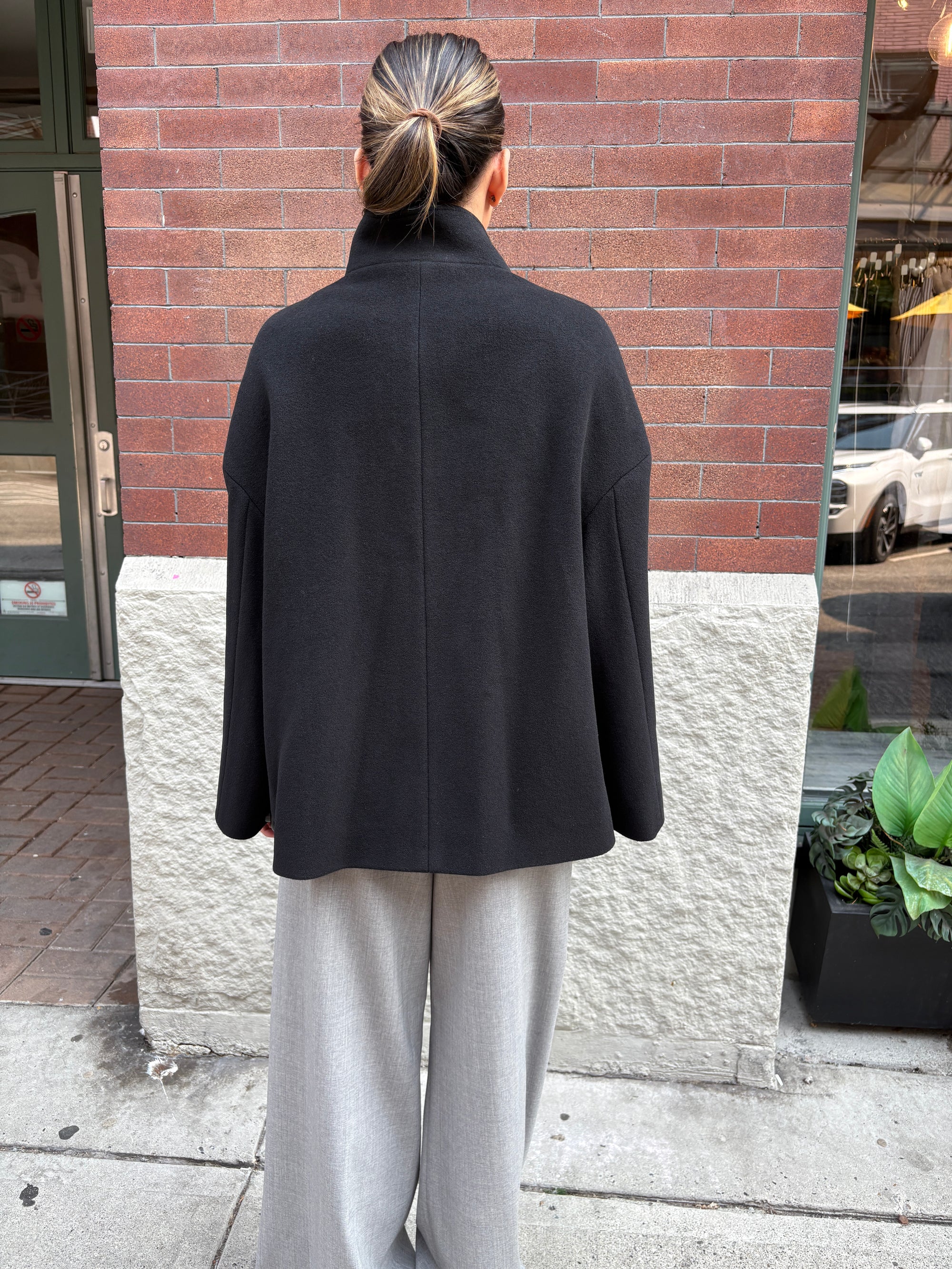 Cinzia Rocca Wool Cashmere Short Coat Black-Coats-West of Woodward Boutique-Vancouver-Canada