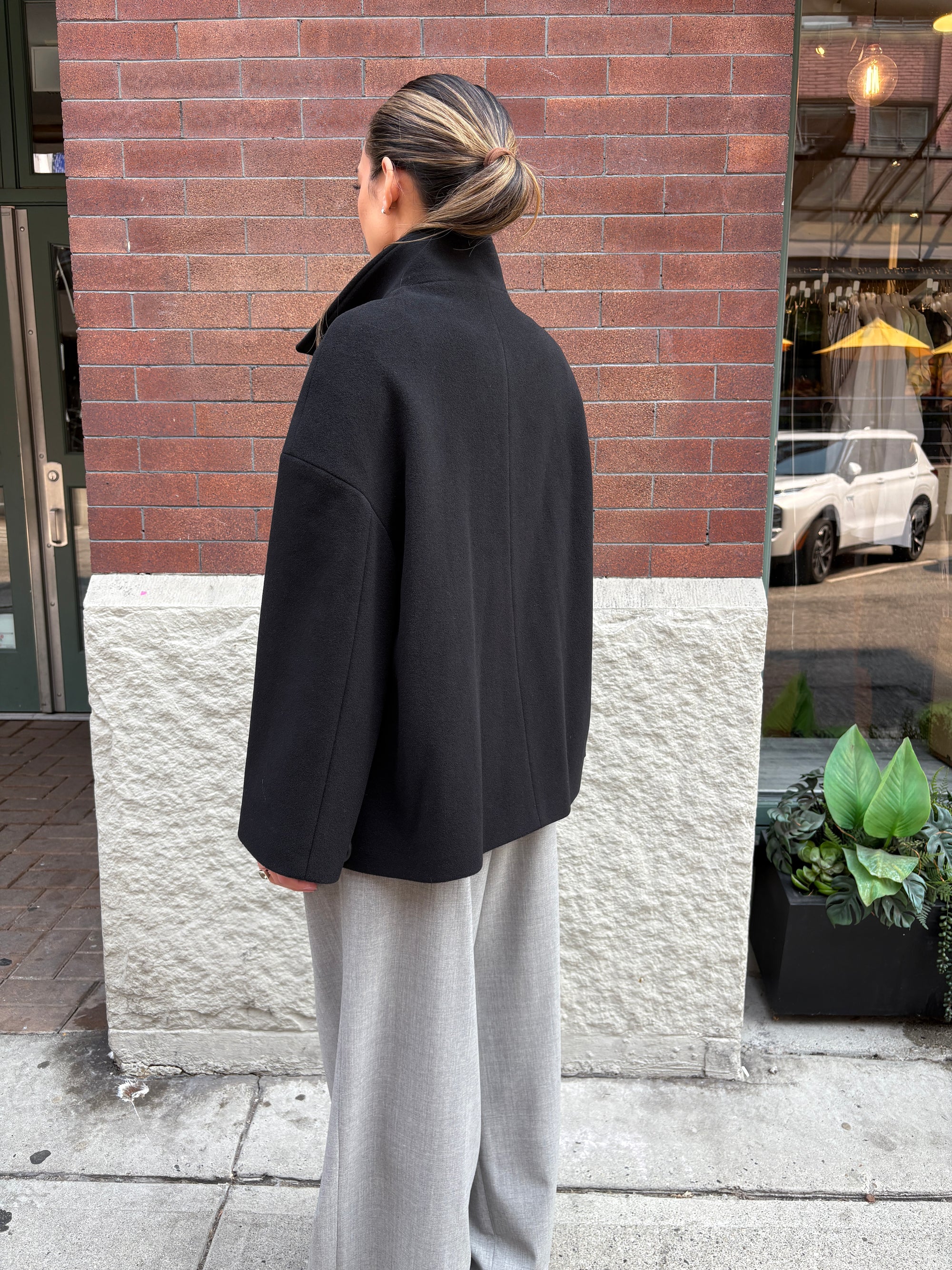 Cinzia Rocca Wool Cashmere Short Coat Black-Coats-West of Woodward Boutique-Vancouver-Canada