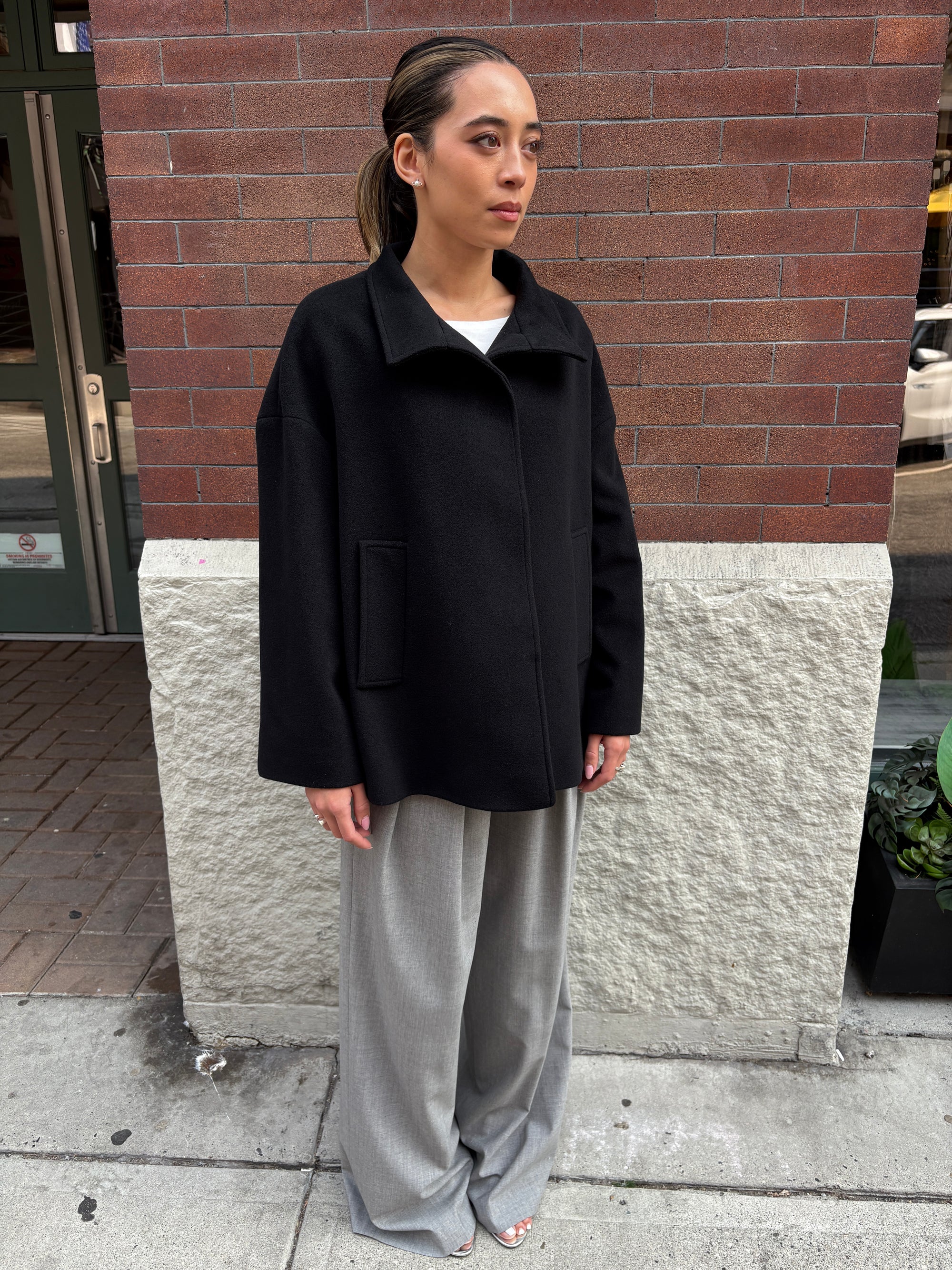Cinzia Rocca Wool Cashmere Short Coat Black-Coats-West of Woodward Boutique-Vancouver-Canada