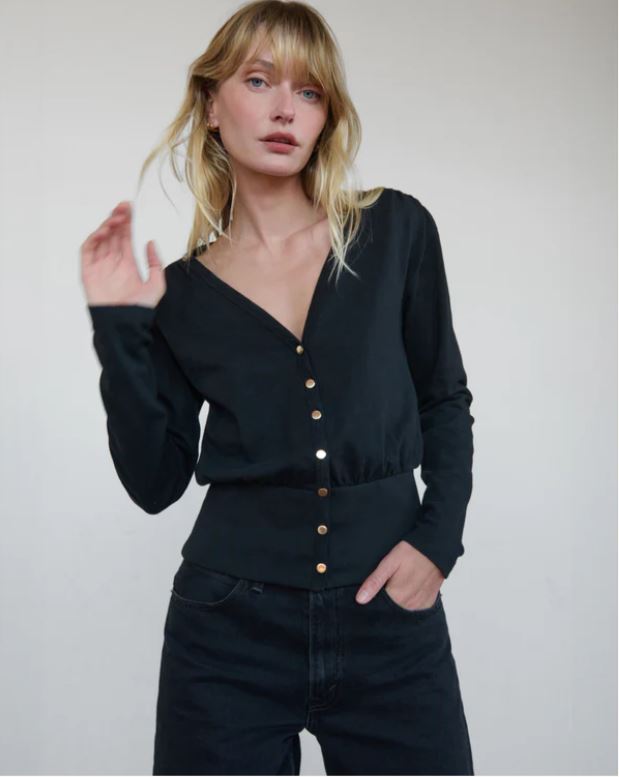 Nation Collette Cardigan Top Jet Black