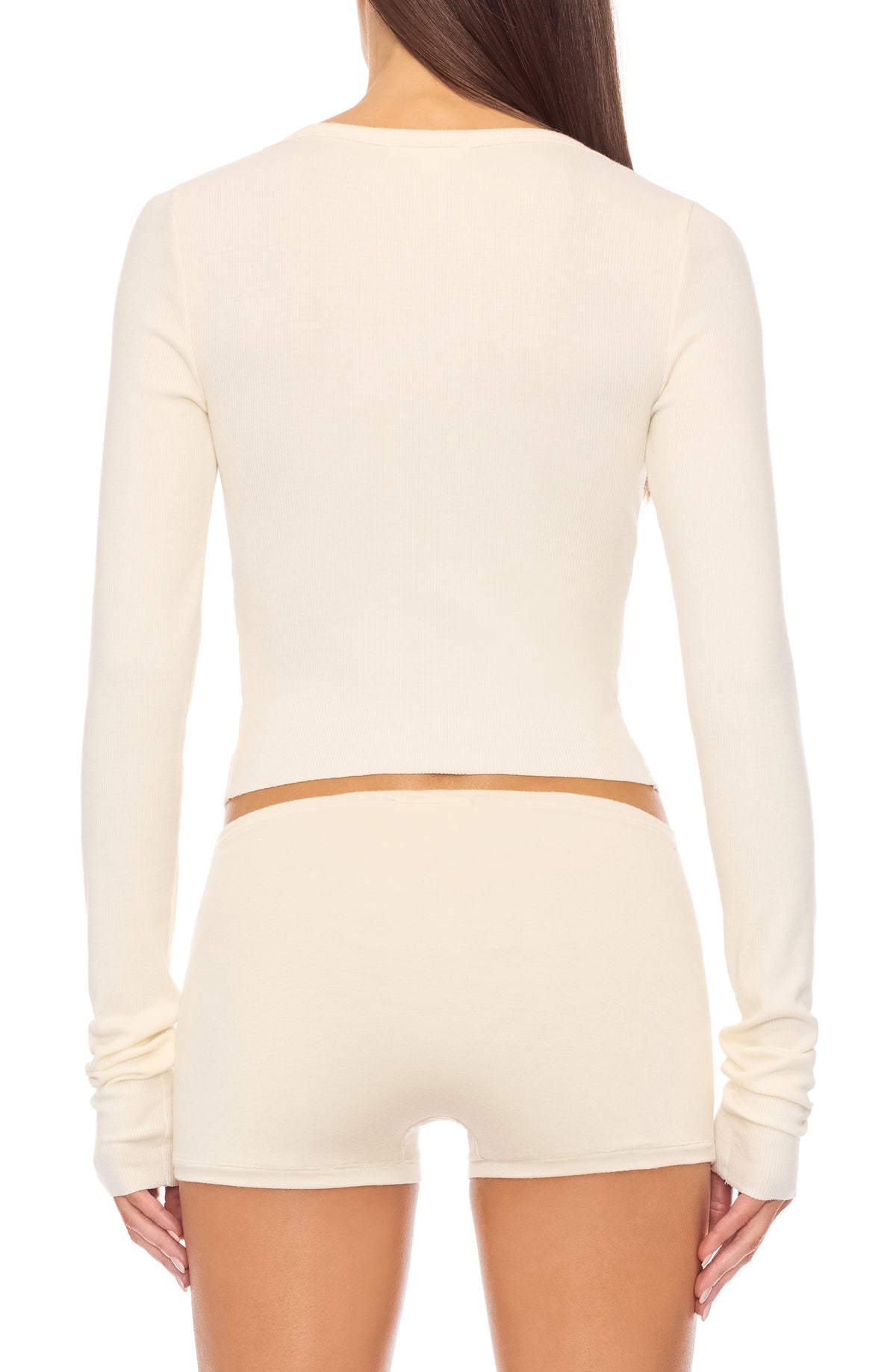 Eterne Cropped Cardigan Cream-T-Shirts-West of Woodward Boutique-Vancouver-Canada