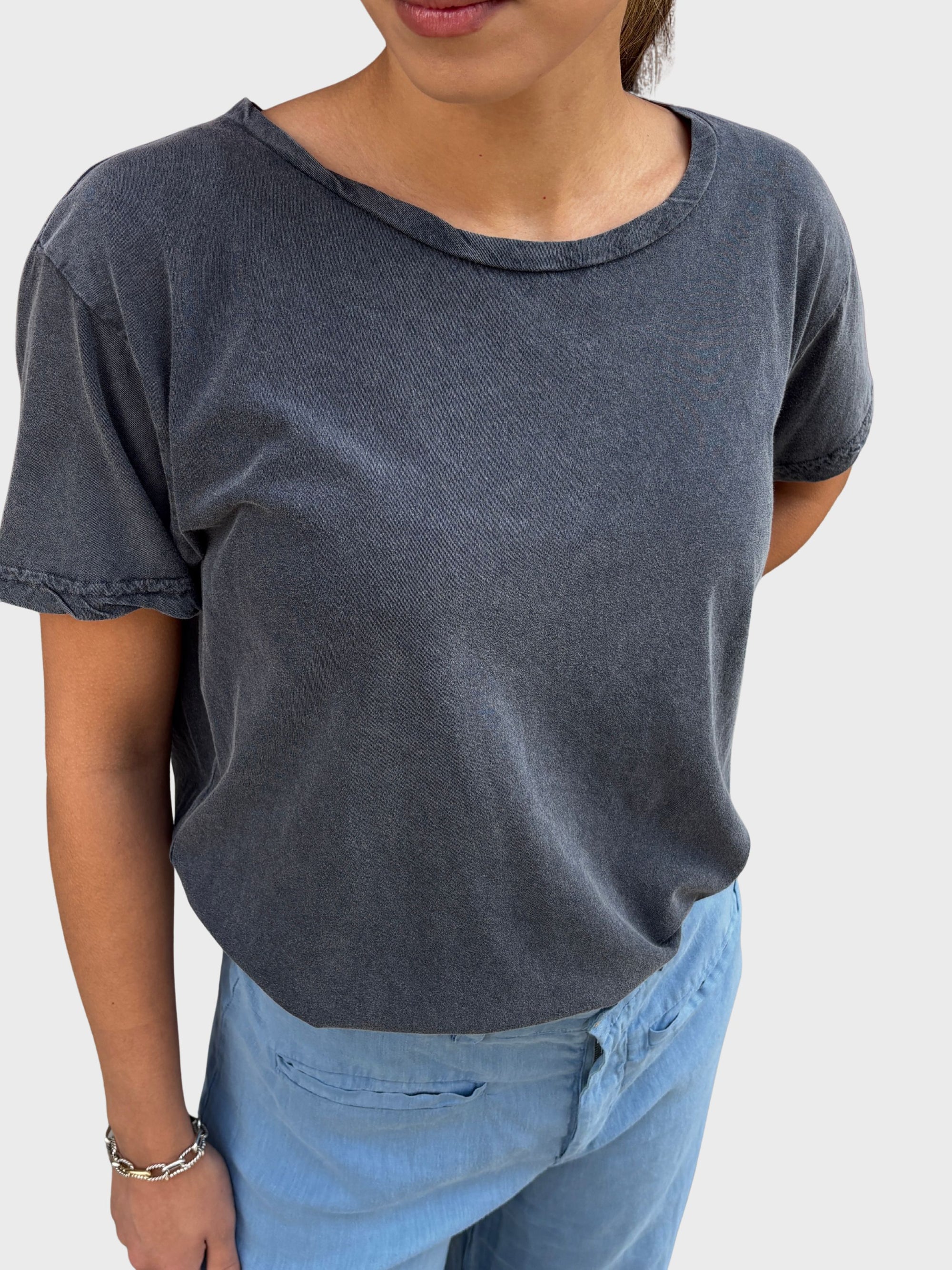 Crossley Barrows Core Tee Blue Stonewash-T-Shirts-West of Woodward Boutique-Vancouver-Canada