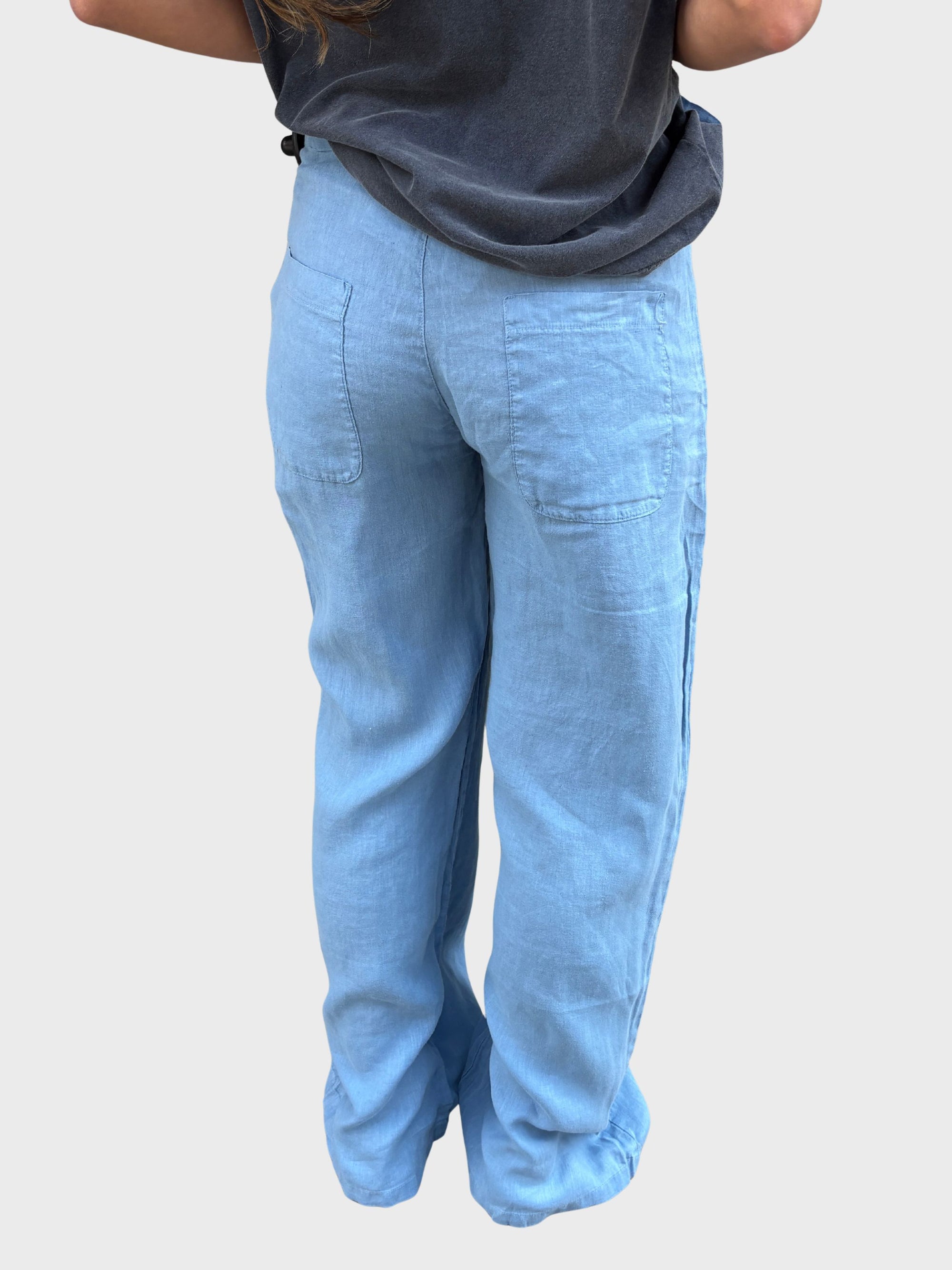 Crossley Palazzo Linen Pants Riverside Stonewash-Pants-West of Woodward Boutique-Vancouver-Canada