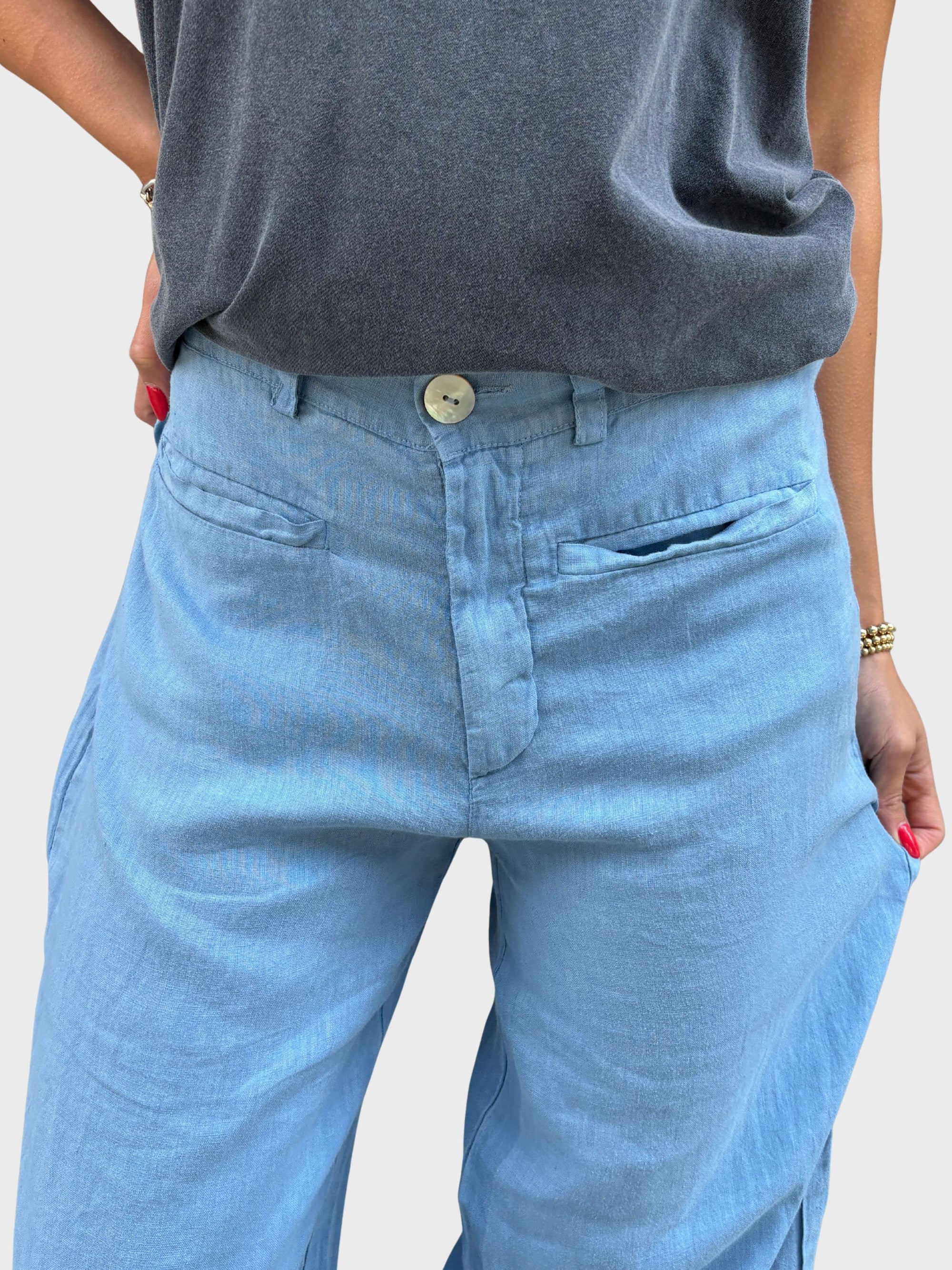 Crossley Palazzo Linen Pants Riverside Stonewash-Pants-West of Woodward Boutique-Vancouver-Canada