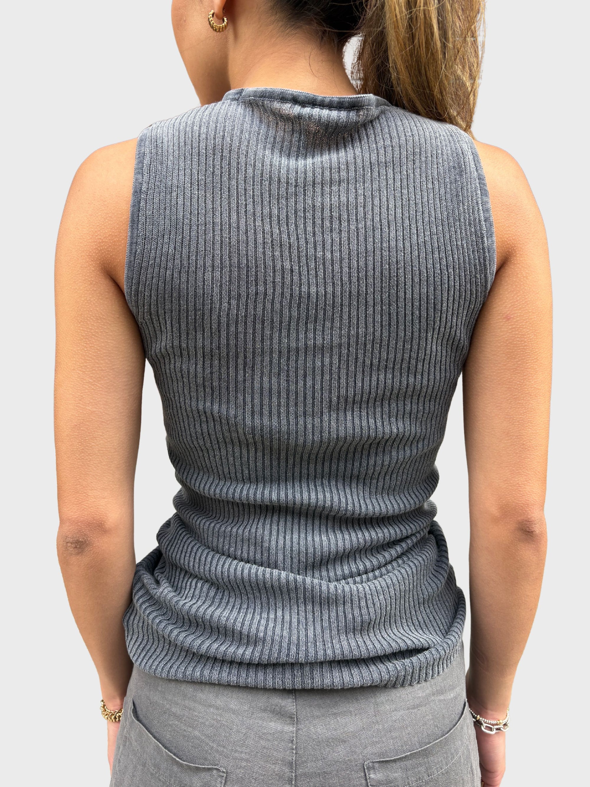 Crossley Knitwear Tank Top Blue Stonewash-T-Shirts-West of Woodward Boutique-Vancouver-Canada