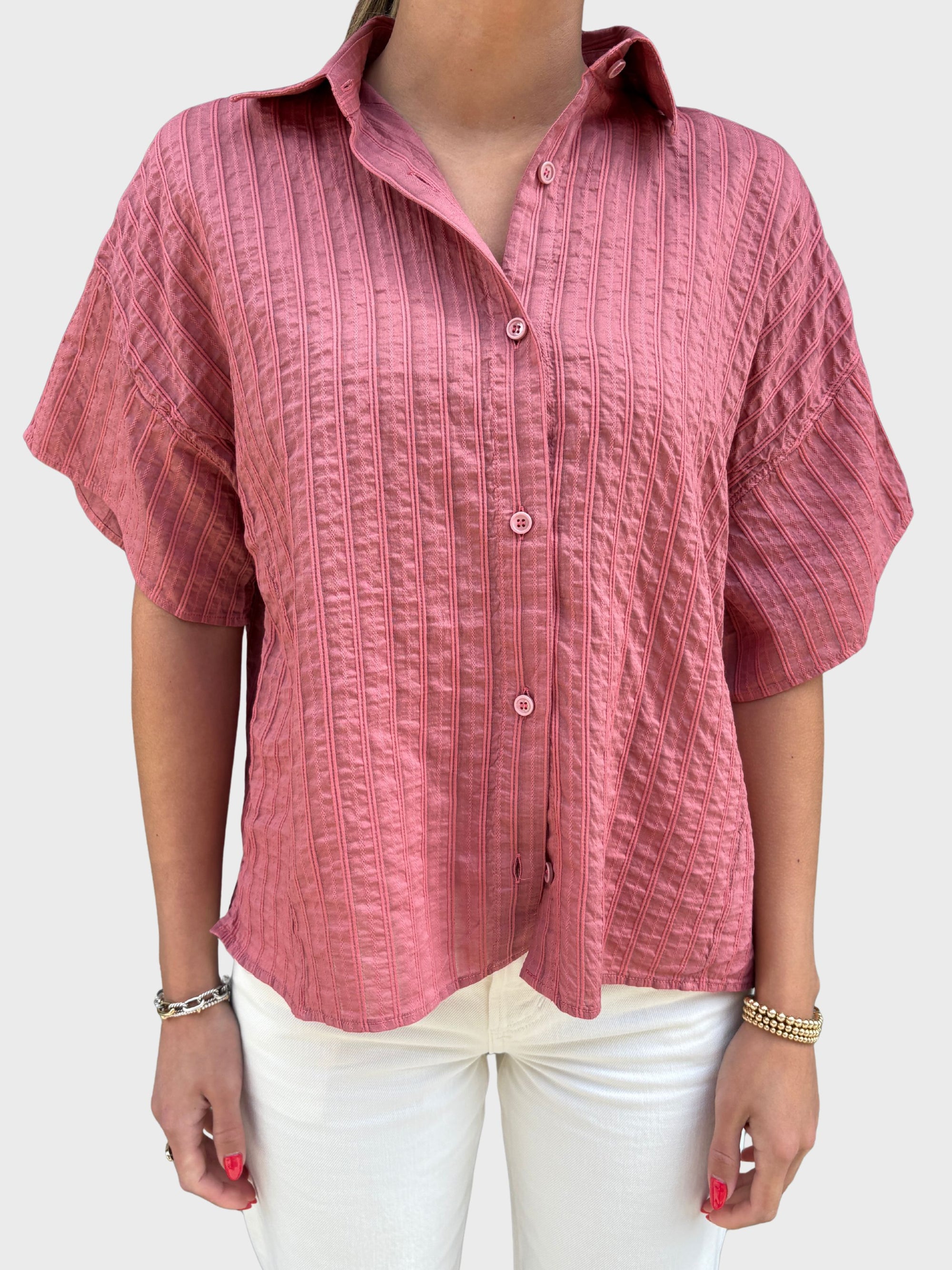 Crossley Short Sleeve Cotton Silk Shirt Mesa Rose-Shirts-West of Woodward Boutique-Vancouver-Canada