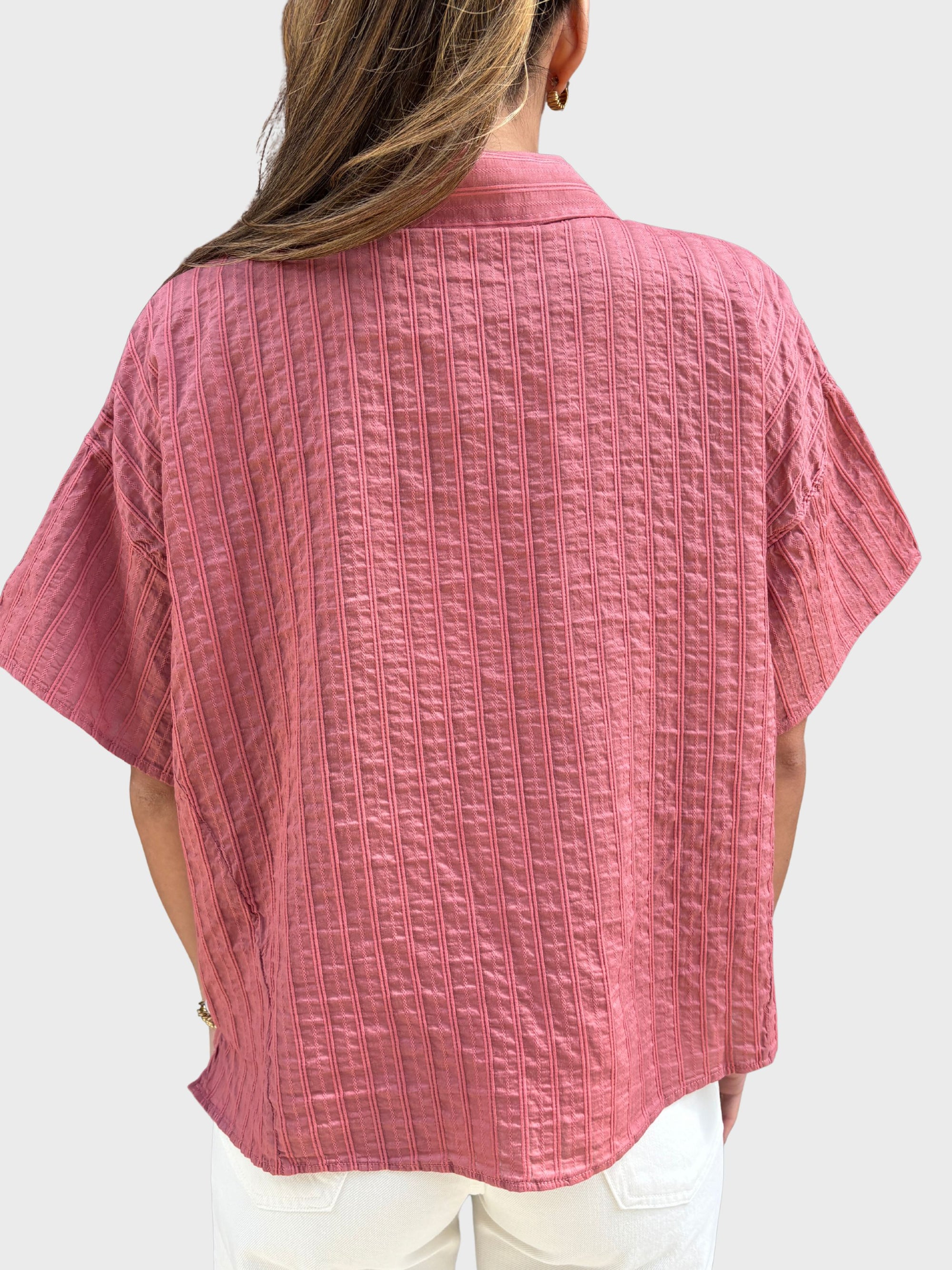Crossley Short Sleeve Cotton Silk Shirt Mesa Rose-Shirts-West of Woodward Boutique-Vancouver-Canada