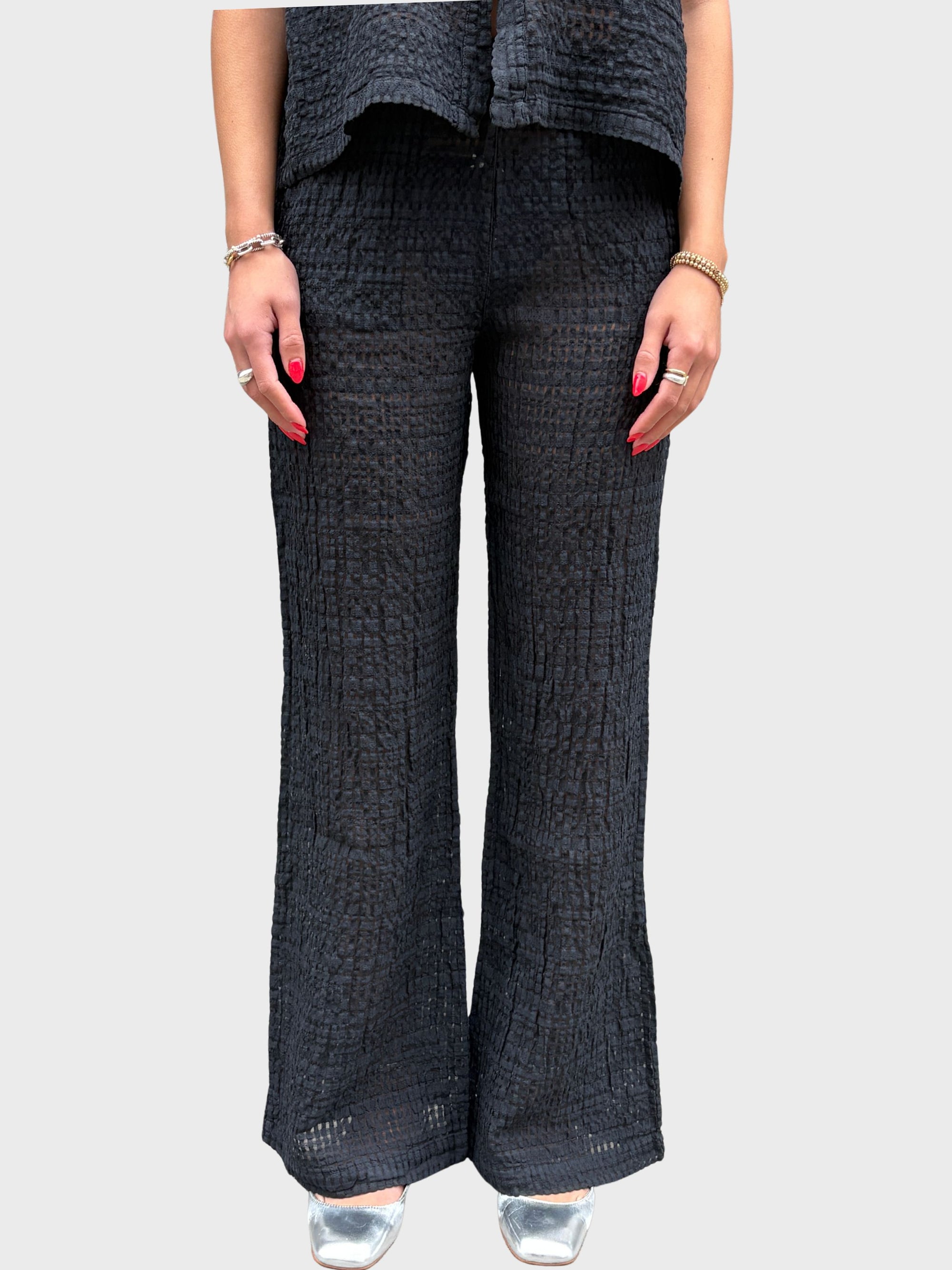 Crossley Openwork Fabric Pants Black-Pants-West of Woodward Boutique-Vancouver-Canada