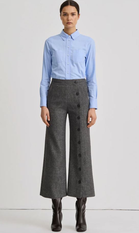 Smythe Button Front Culotte Pant Pebble Grey-Pants-West of Woodward Boutique-Vancouver-Canada