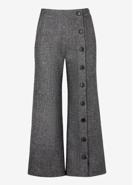 Smythe Button Front Culotte Pant Pebble Grey-Pants-West of Woodward Boutique-Vancouver-Canada