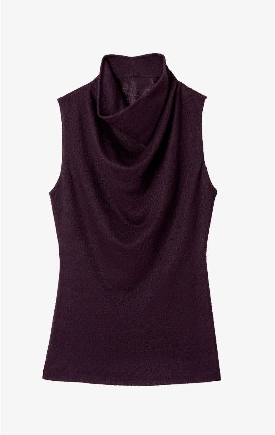 Smythe Cowl Neck Knit Shell Top Currant