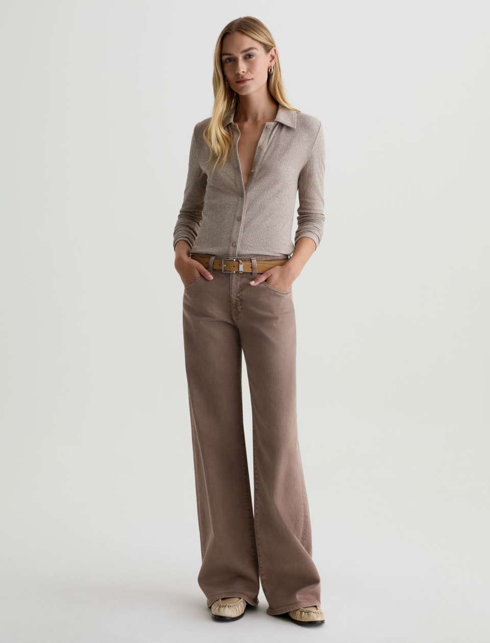 AG Adria Low Rise Denim Jeans Sulfur Taupe Grey-Denim-West of Woodward Boutique-Vancouver-Canada