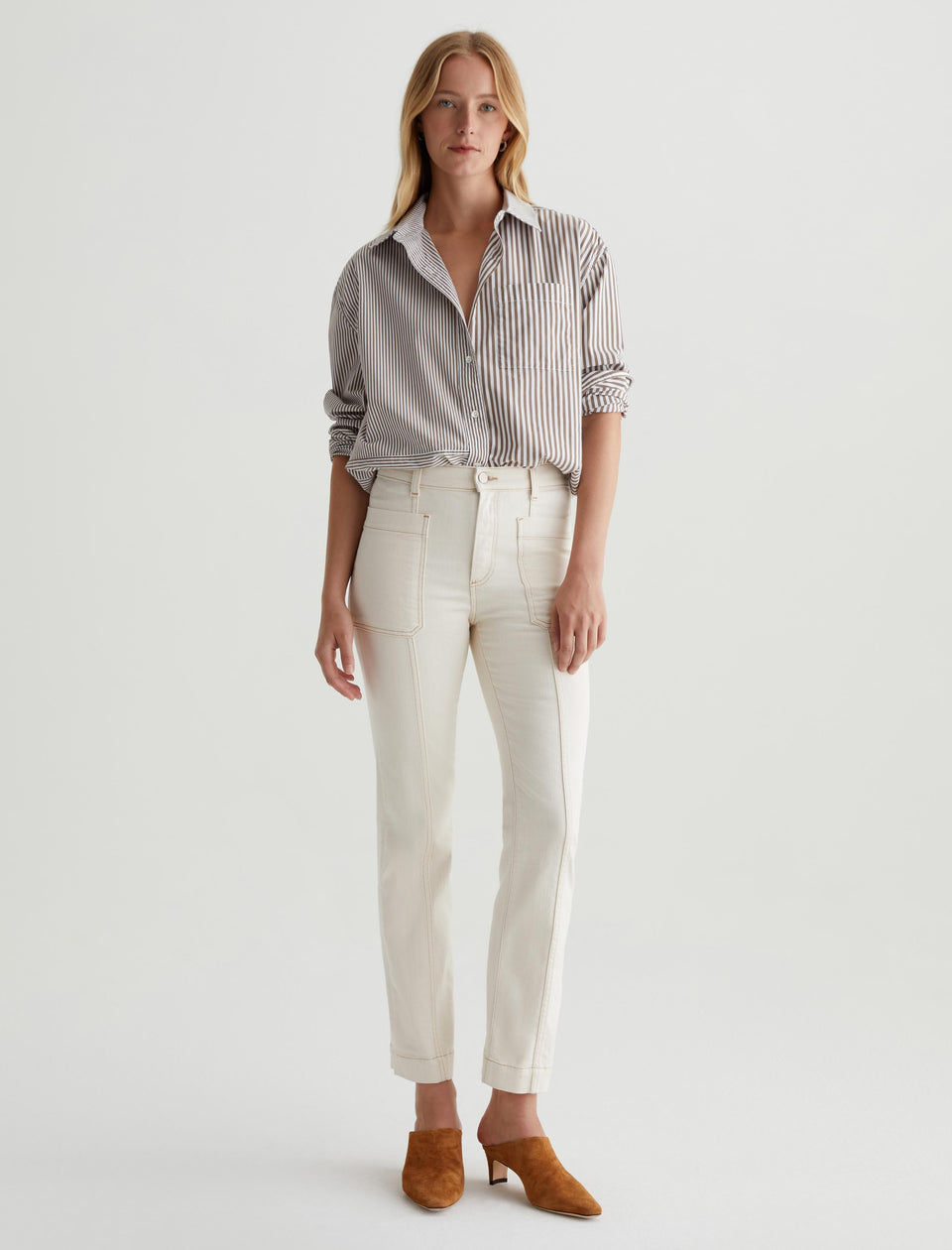 AG Lila Denim Jeans - White Oat-Denim-West of Woodward Boutique-Vancouver-Canada