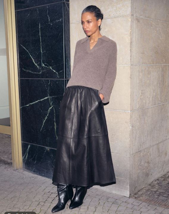 Mos Mosh Deena Leather Skirt Black-Dresses-West of Woodward Boutique-Vancouver-Canada