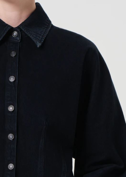 Agolde Devon Shirt Illusion Dark Blue Black-Shirts-West of Woodward Boutique-Vancouver-Canada