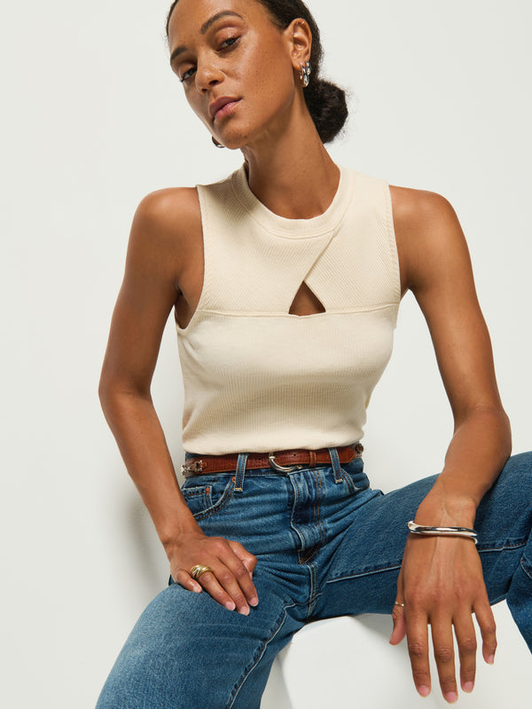 Nation Ellie Keyhole Top - Parchment-T-Shirts-West of Woodward Boutique-Vancouver-Canada