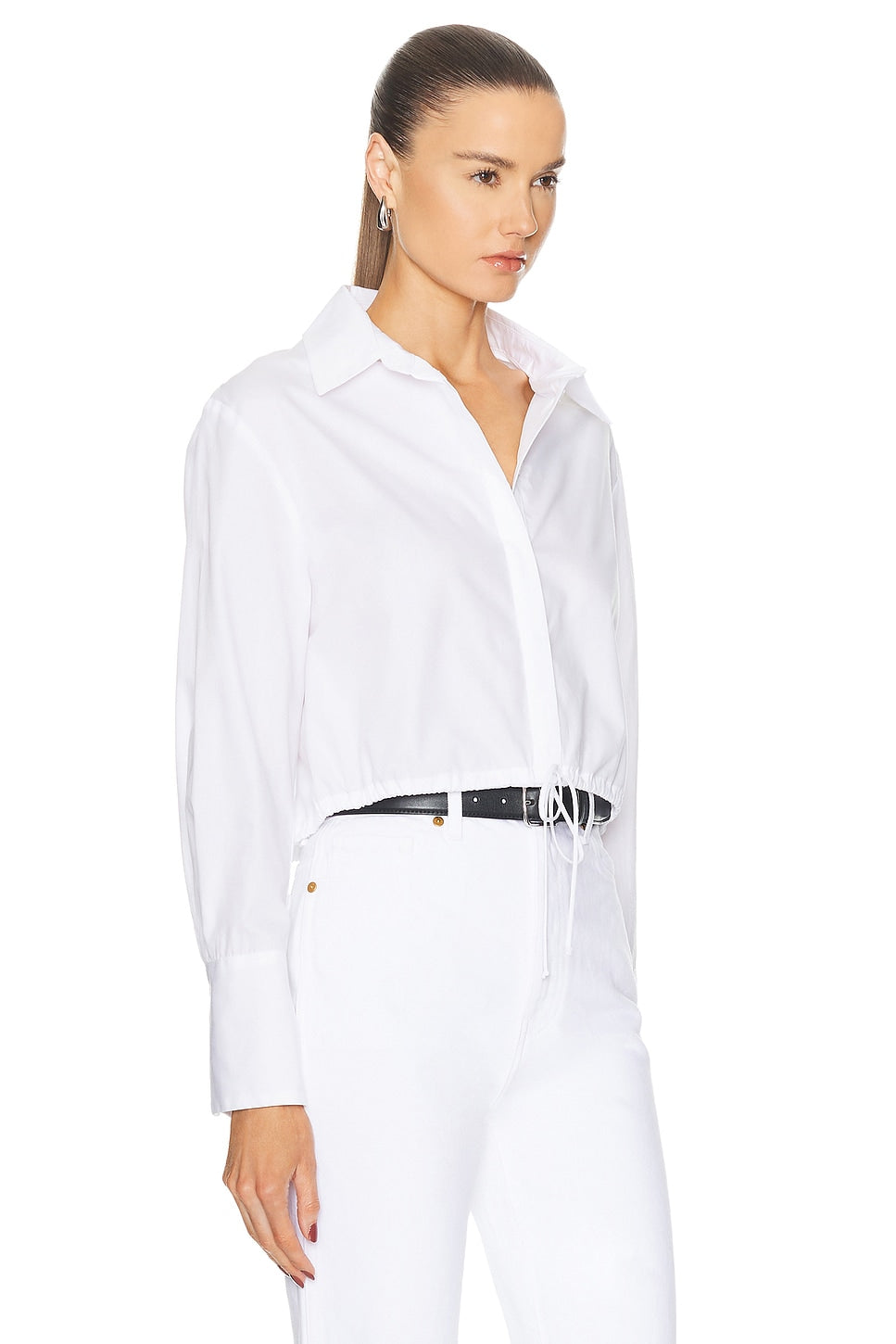 Enza Costa Poplin Drawcord Shirt White-Shirts-West of Woodward Boutique-Vancouver-Canada