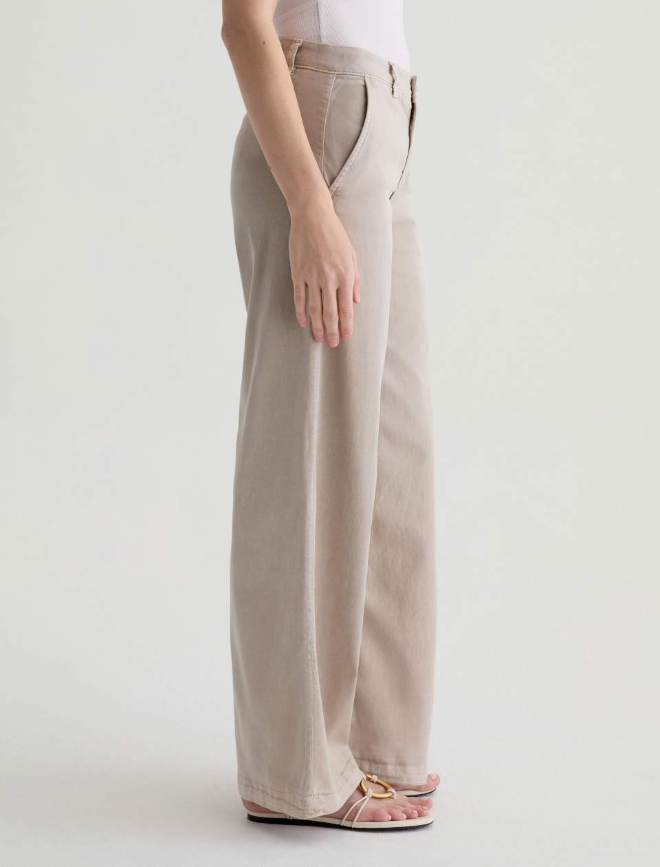 AG Caden Wide Leg Trouser Sulfur Simple Taupe-Pants-West of Woodward Boutique-Vancouver-Canada