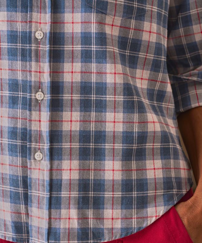 Frank & Eileen Eileen Button Up Shirt Grey Red Plaid-Shirts-West of Woodward Boutique-Vancouver-Canada