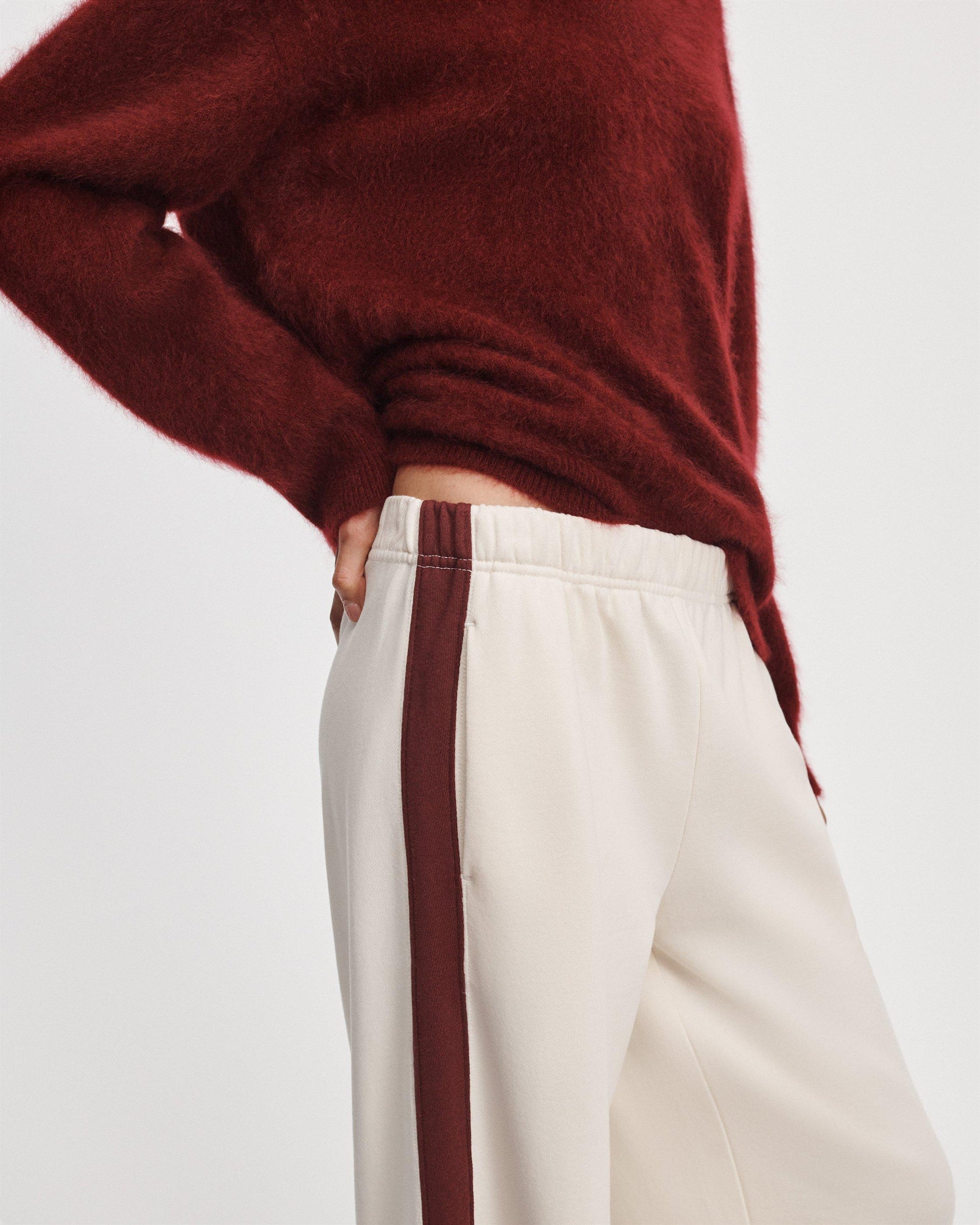 Rag &amp; Bone Everyday Terry Seamed Trackpant Dark Red Stripe