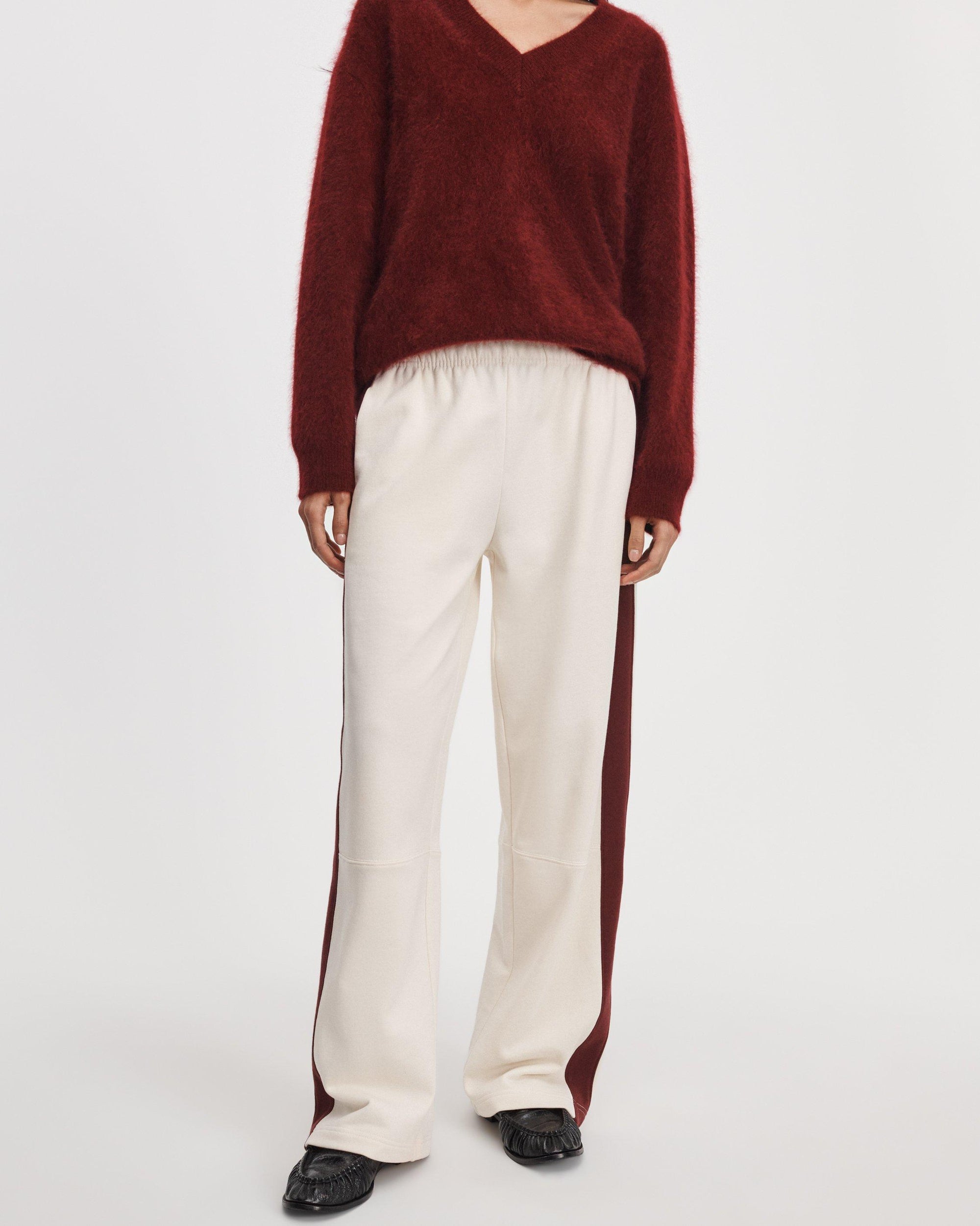 Rag &amp; Bone Everyday Terry Seamed Trackpant Dark Red Stripe