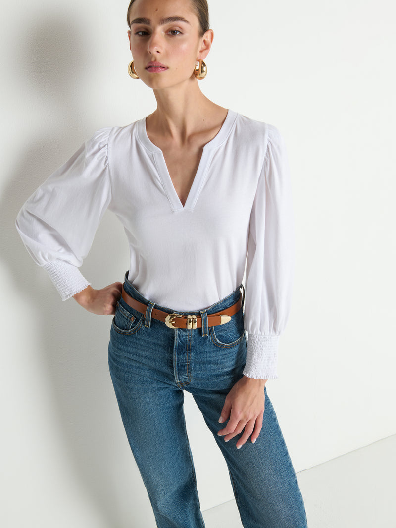 Nation Flora Peasant Tee White