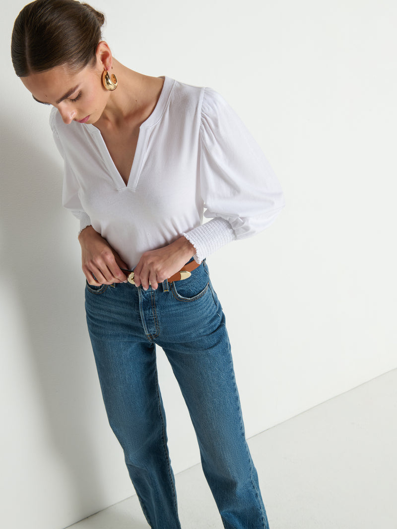 Nation Flora Peasant Tee White