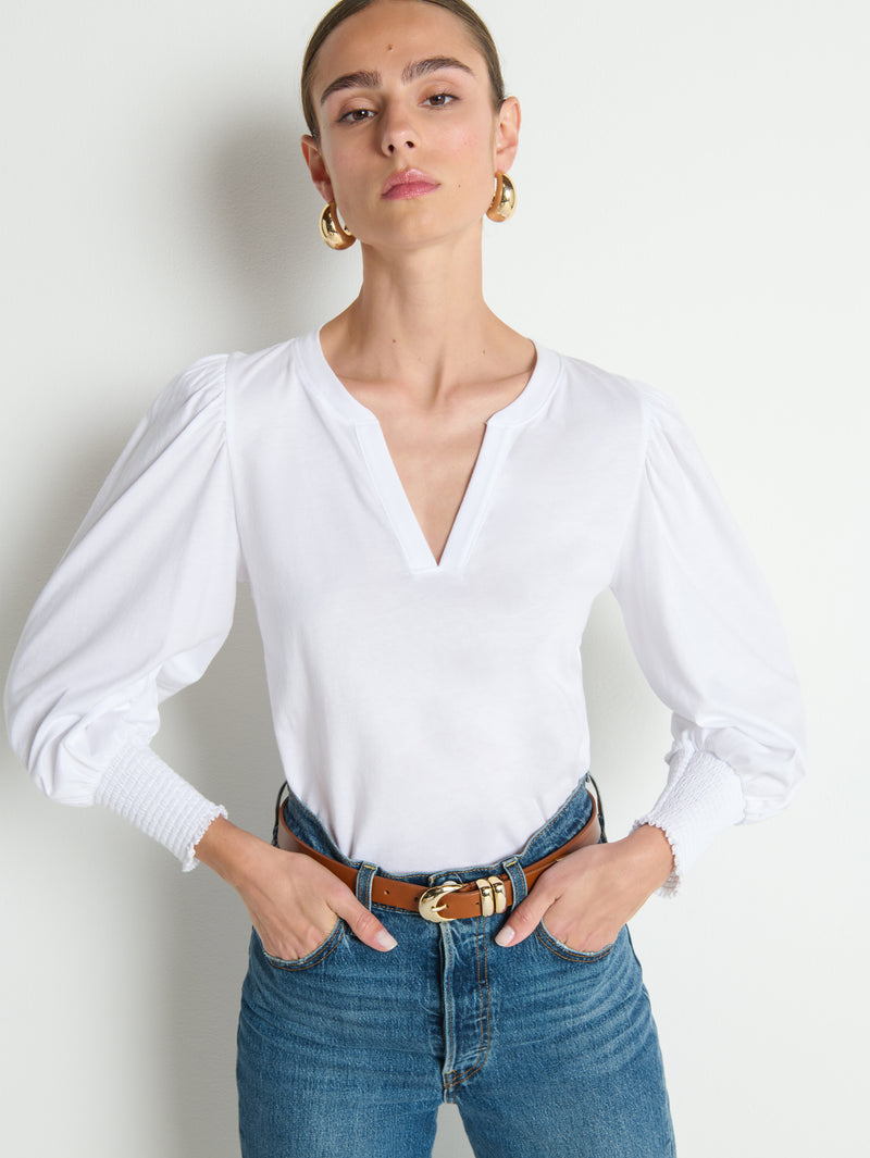 Nation Flora Peasant Tee White