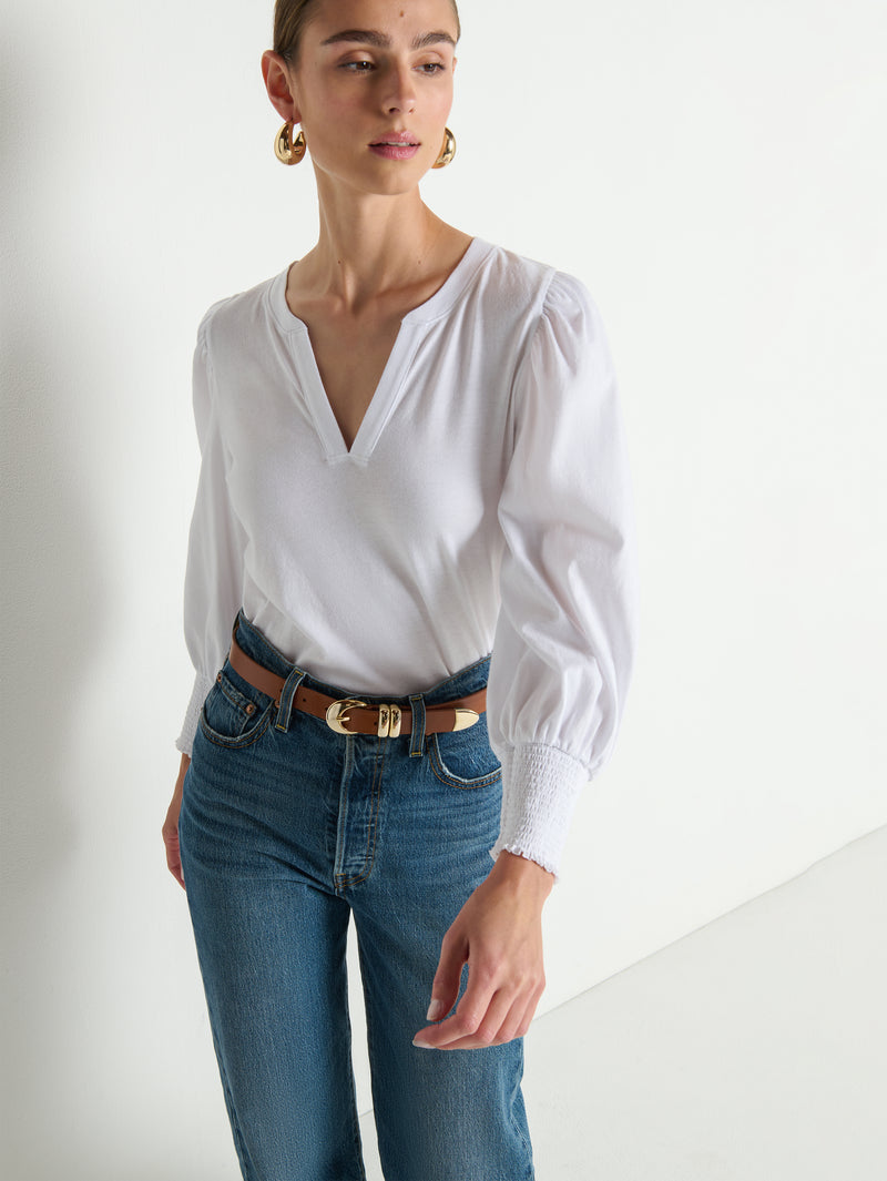Nation Flora Peasant Tee White