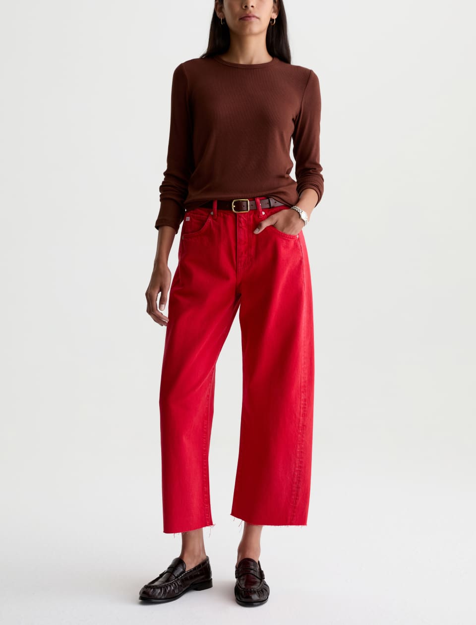 AG Hattie Crop Denim Jeans Recording Red-Denim-West of Woodward Boutique-Vancouver-Canada