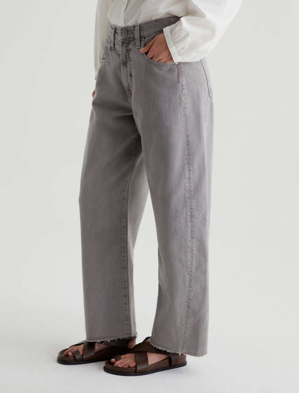 AG Hattie Barrel Crop Pant - Sulfur Pebble Grey-Pants-West of Woodward Boutique-Vancouver-Canada