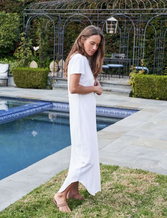 Frank &amp; Eileen Harper Perfect Tee Maxi Dress- White-Dresses-West of Woodward Boutique-Vancouver-Canada