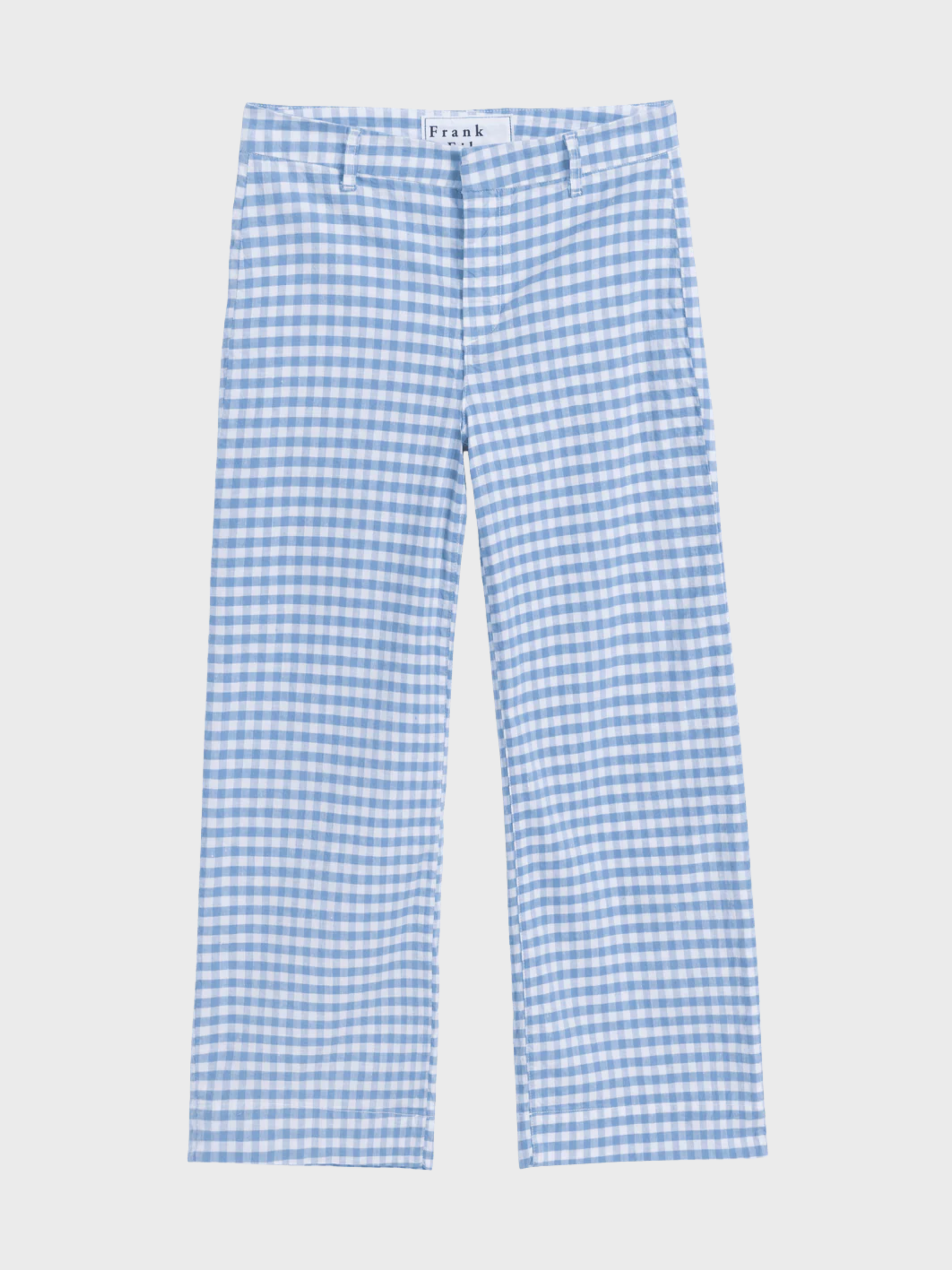 Frank & Eileen Wexford Trouser Blue Check-Pants-West of Woodward Boutique-Vancouver-Canada
