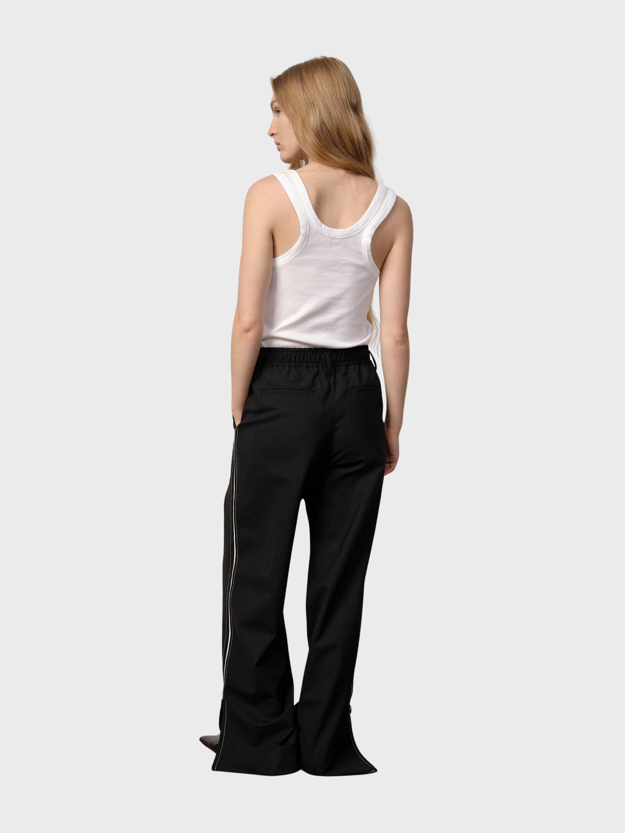 Herskind Davi Mid Waist Pants Grey Pinstripe-Pants-West of Woodward Boutique-Vancouver-Canada