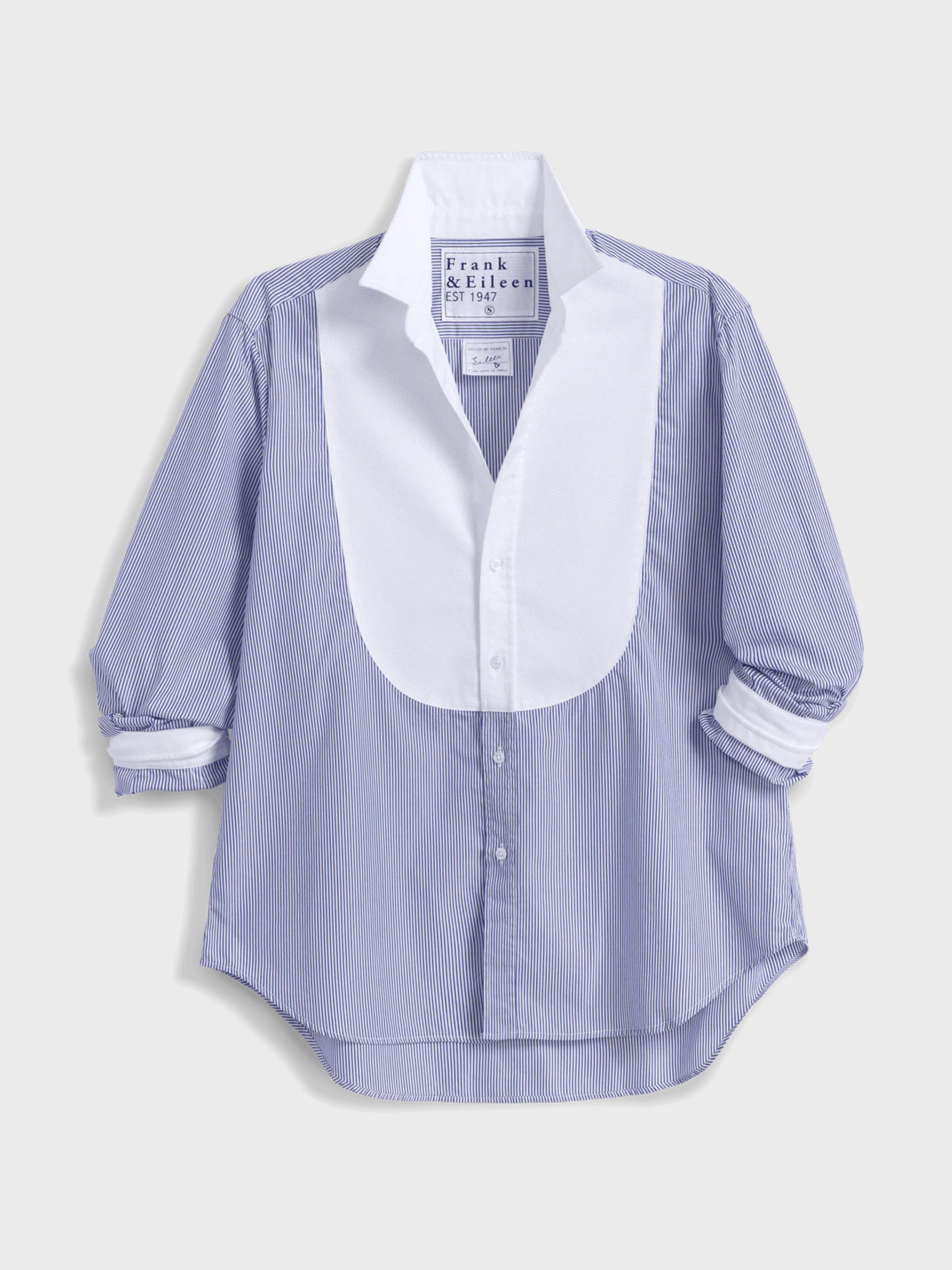 Frank & Eileen Eileen Button Up Shirt Tuxedo Blue White Stripe-Shirts-West of Woodward Boutique-Vancouver-Canada