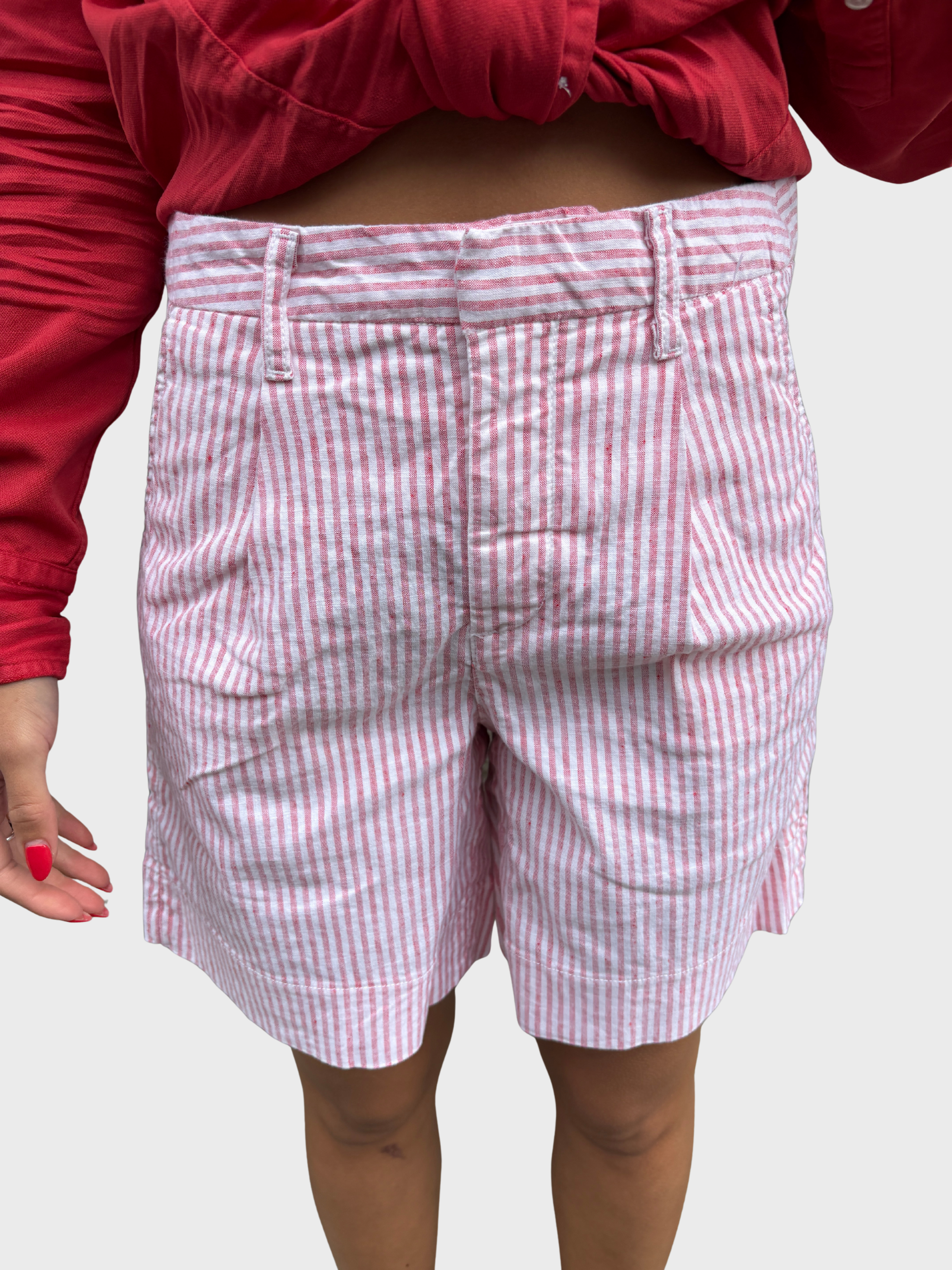 Frank &amp; Eileen Waterford 7.5" Short Red Stripe-Shorts-West of Woodward Boutique-Vancouver-Canada