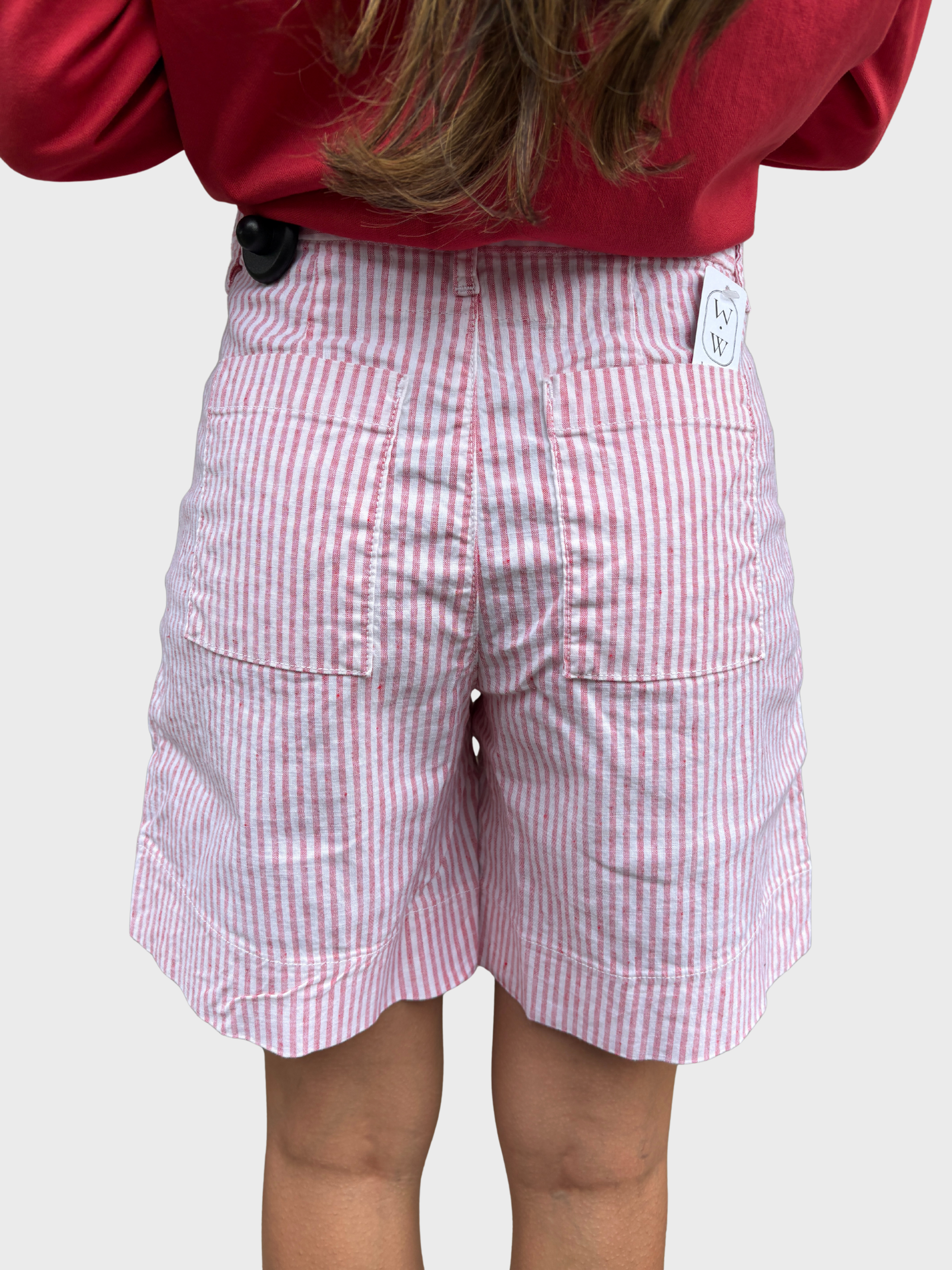Frank &amp; Eileen Waterford 7.5" Short Red Stripe-Shorts-West of Woodward Boutique-Vancouver-Canada