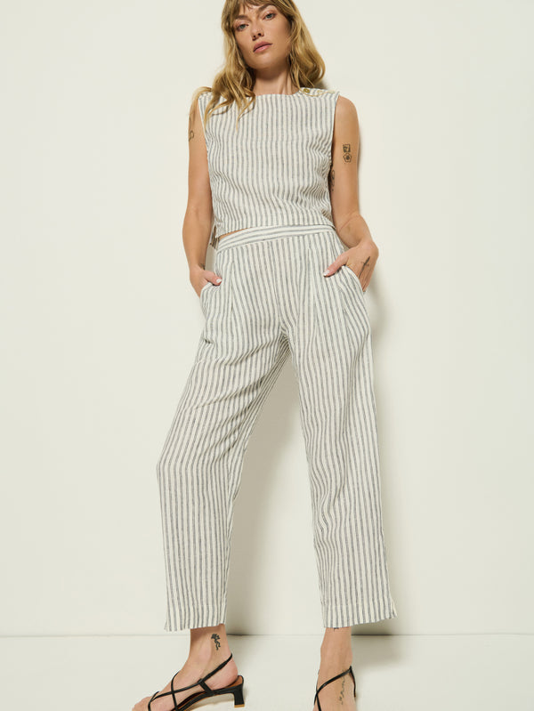 Nation Grayson Pant Linen Stripe-Pants-West of Woodward Boutique-Vancouver-Canada