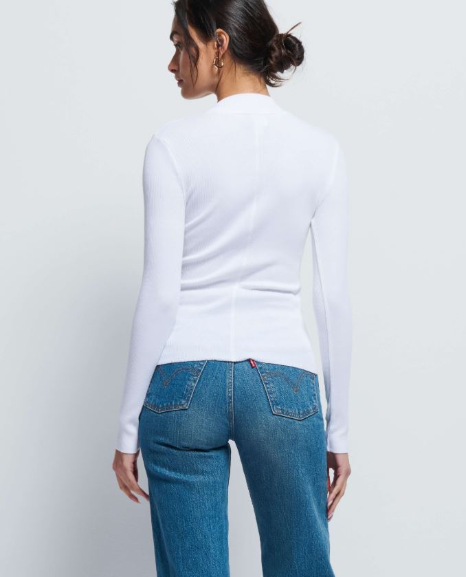 Nation Gina Slim Mock Neck White-T-Shirts-West of Woodward Boutique-Vancouver-Canada