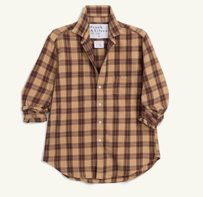 Frank &amp; Eileen Button Up Shirt Eileen Gold Brown Black Plaid-Shirts-West of Woodward Boutique-Vancouver-Canada