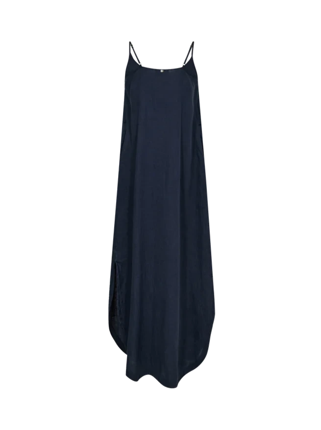 Mos Mosh Shari Linen Strap Dress Navy-Dresses-West of Woodward Boutique-Vancouver-Canada