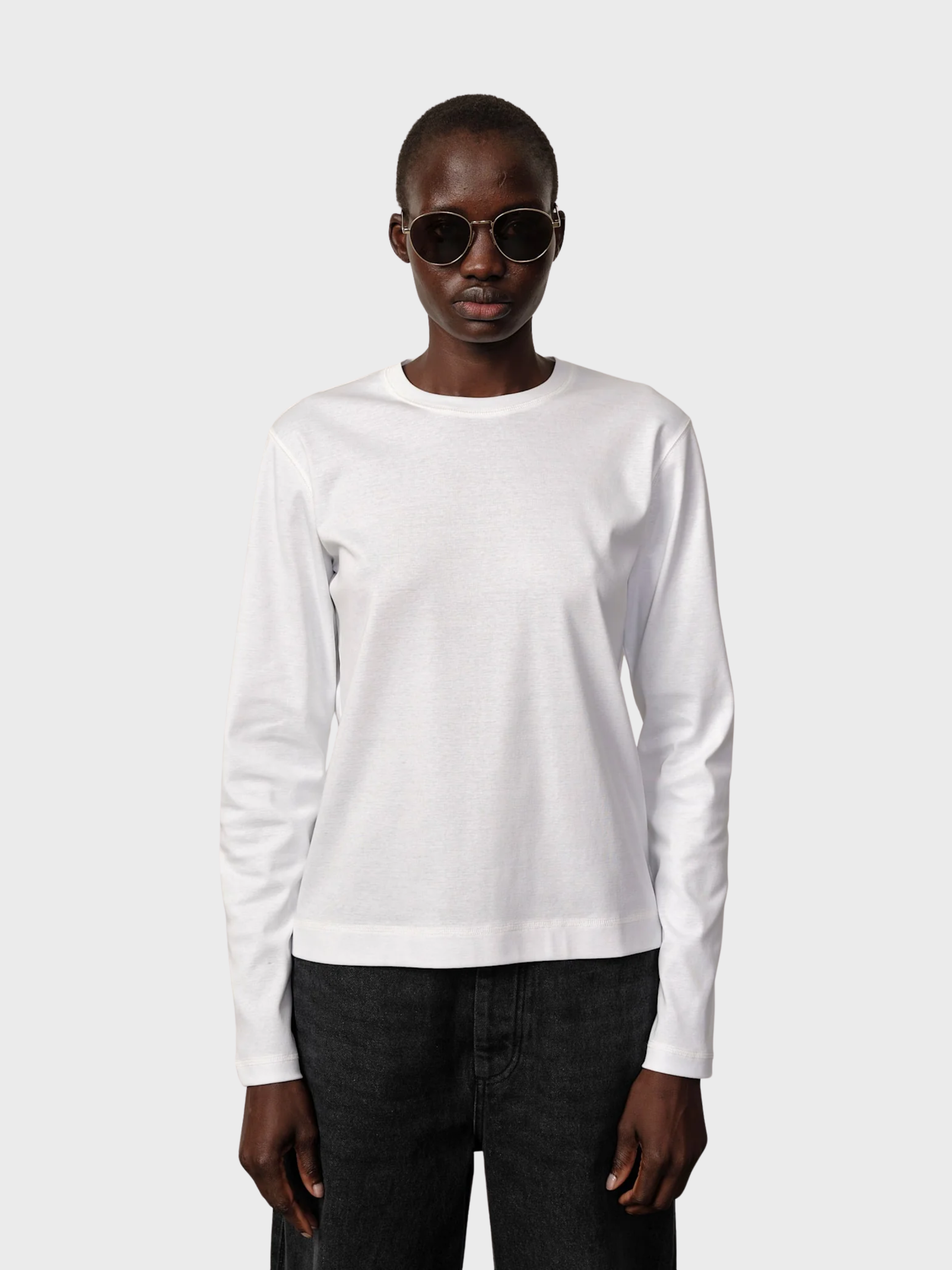 Herskind Dagmar Long Sleeve Tshirt White-T-Shirts-West of Woodward Boutique-Vancouver-Canada