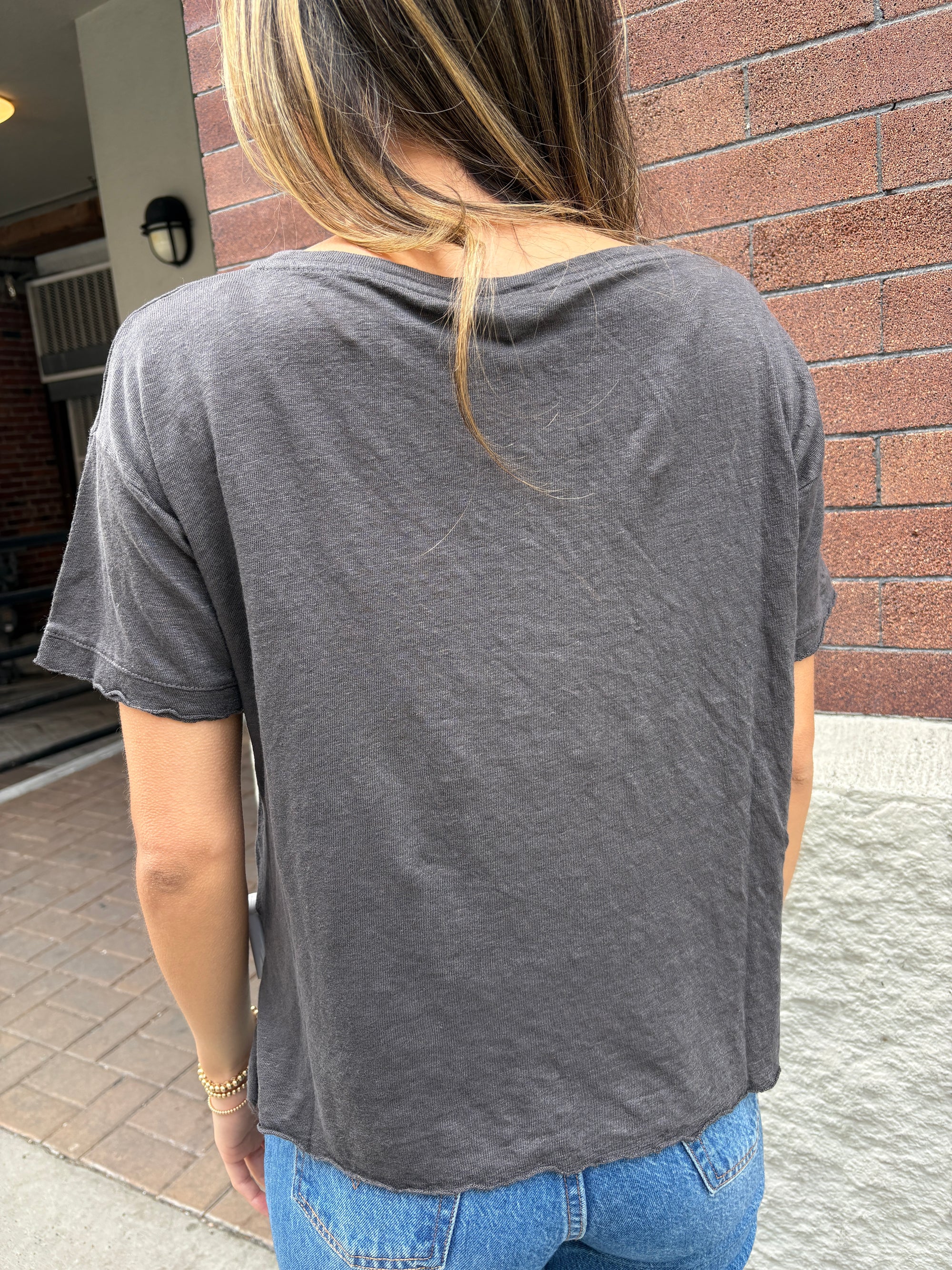 Crossley Short Sleeve Linen Tee Burnt Ebony-T-Shirts-West of Woodward Boutique-Vancouver-Canada