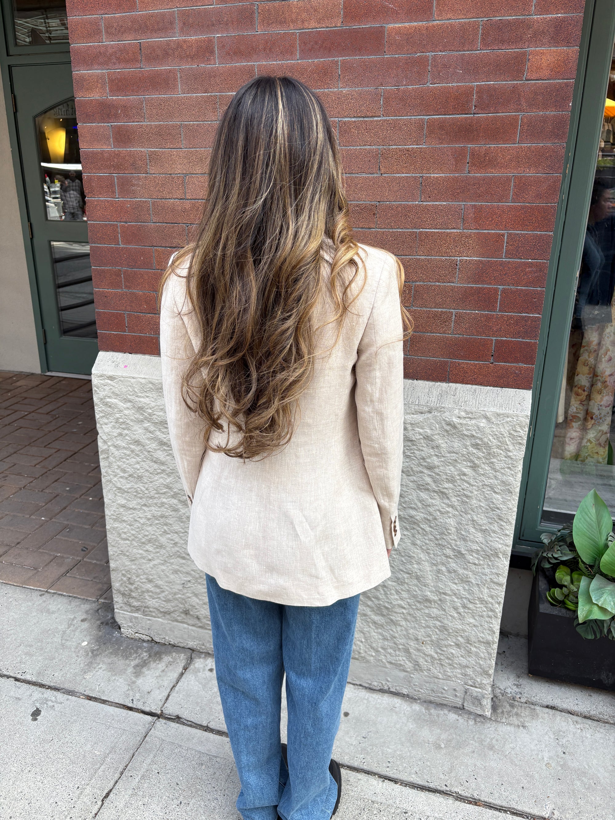 Normeet Linen Jacket Light Sand-Jackets-West of Woodward Boutique-Vancouver-Canada